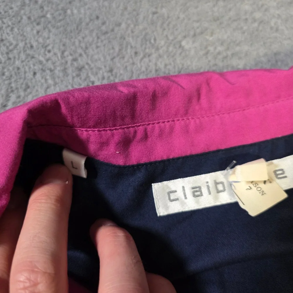 Claiborne‎ Mens Large Bomber Jacket Magenta Pink Rayon Full Zip Vintage 846420 A
